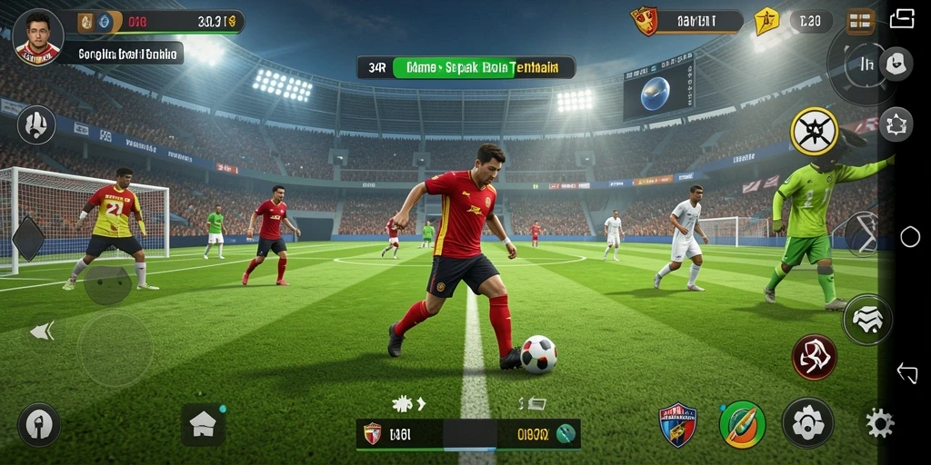Gameplay seru dalam 34R dengan aksi sepak bola tak terlupakan.