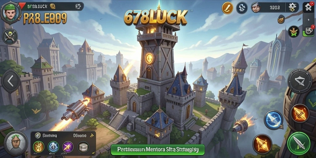 Tampilan aksi seru dalam <strong>678LUCK</strong> saat mempertahankan menara dari serangan musuh.