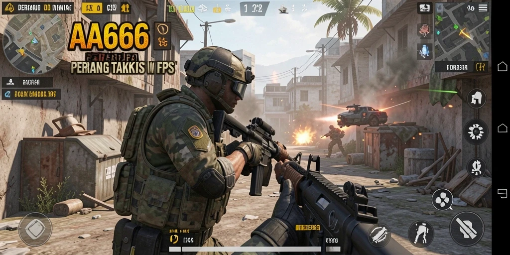 Screenshot gameplay <strong>AA666</strong> menunjukkan aksi tembak-menembak yang mendebarkan.