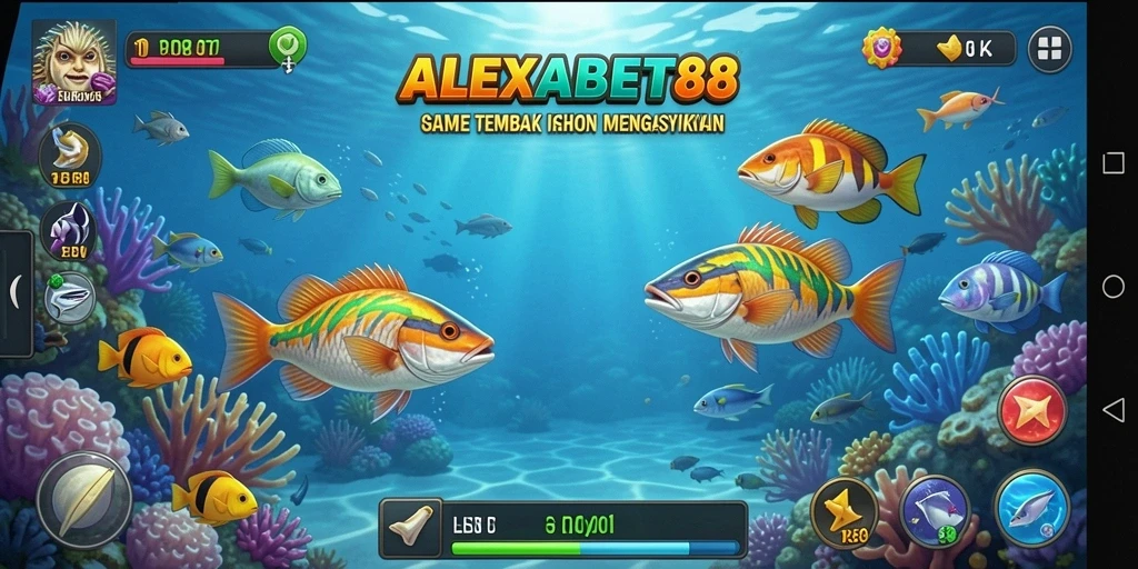 Gameplay ALEXABET88 dengan aksi menembak ikan yang seru.