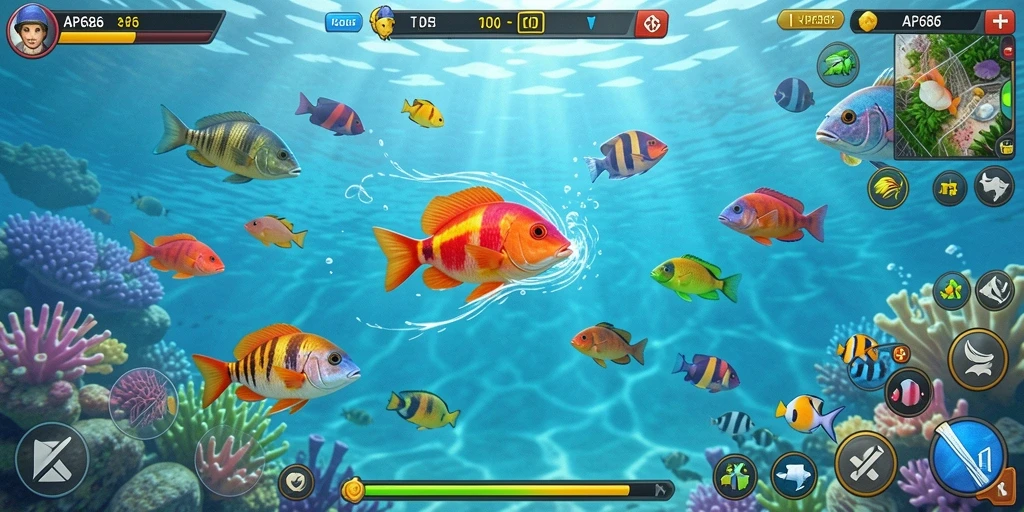 Tampilan gameplay seru Tembak Ikan di AP686.