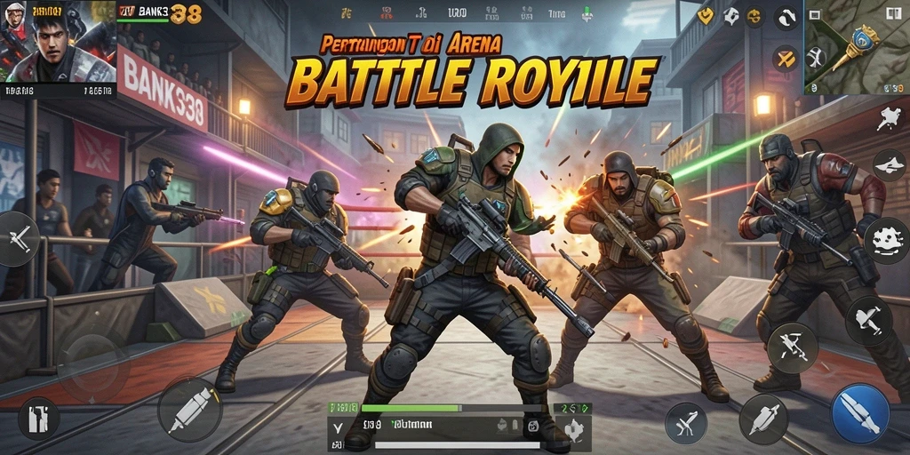 Gameplay seru dalam BANK338 saat battle royale.