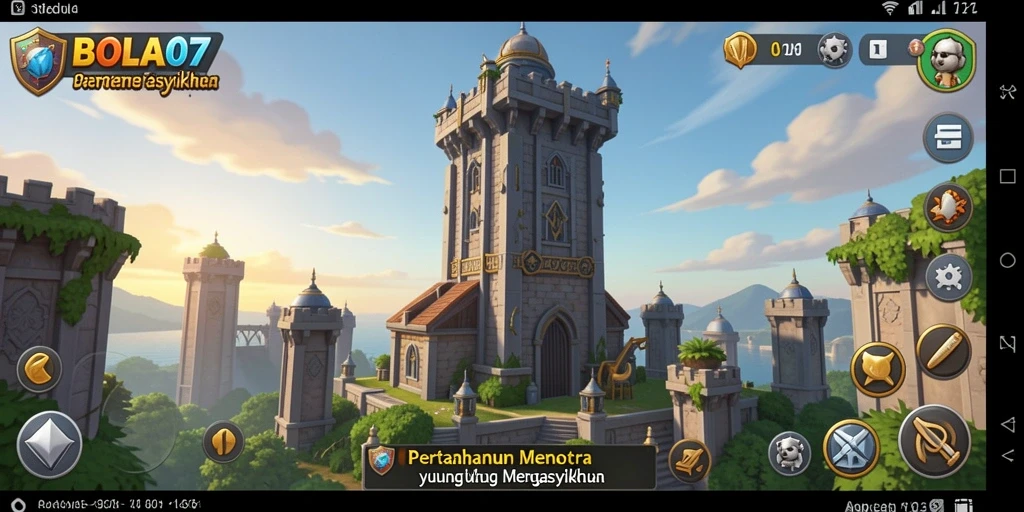 Tangkapan layar gameplay BOLA07 menampilkan aksi menara pertahanan yang seru.