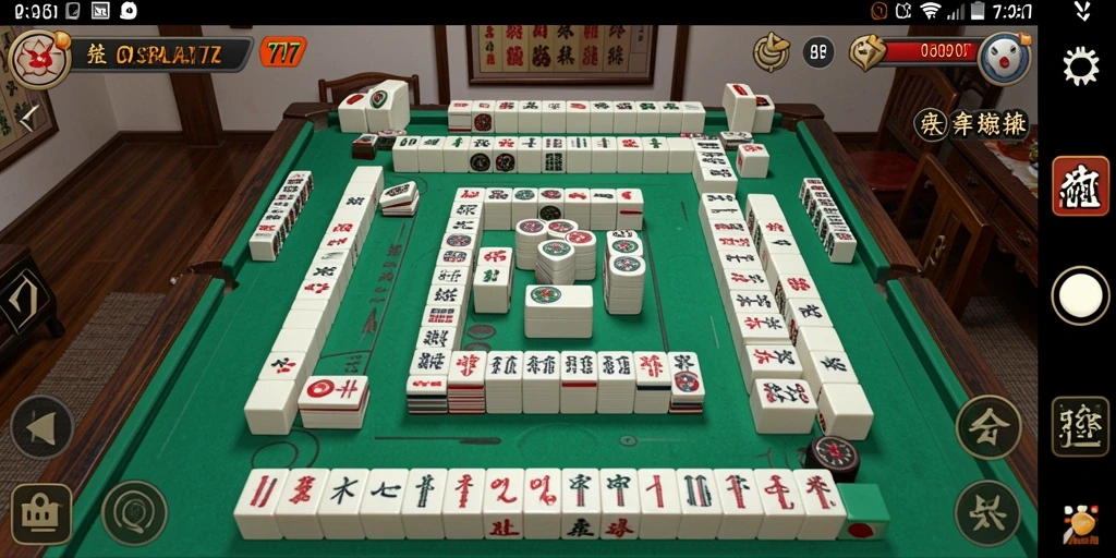 Screenshot gameplay BOSPLAY77 yang menunjukkan teka-teki Mahjong yang menantang.