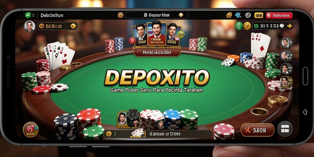 Tampilan gameplay seru DEPOXITO dengan momen taruhan Poker.