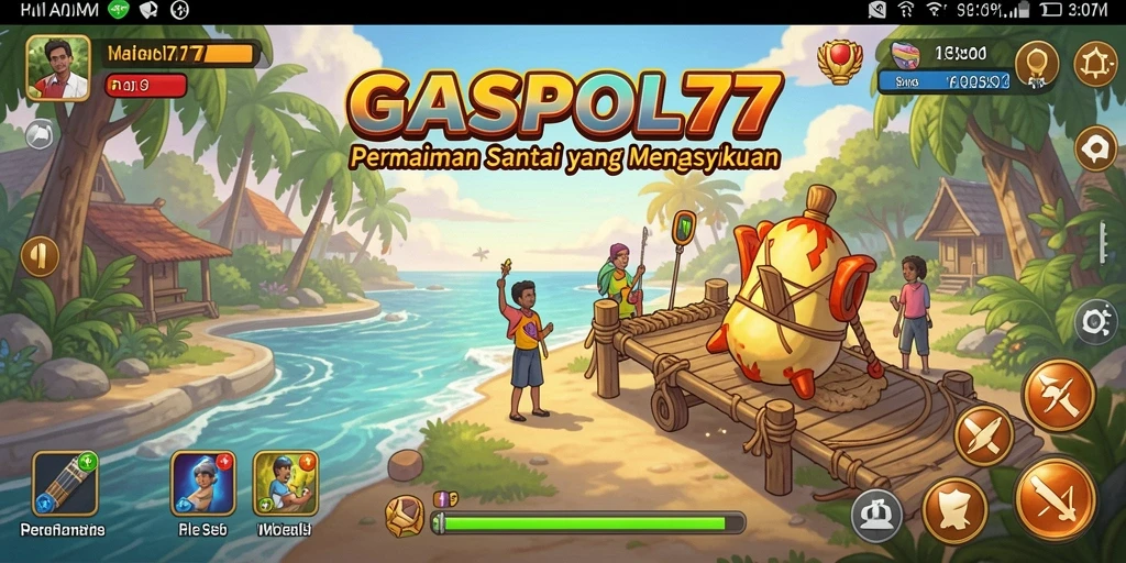 Tampilan gameplay menyenangkan dari GASPOL77 dengan karakter lucu.