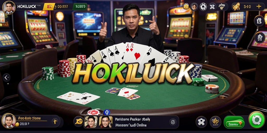 Gameplay menarik HOKILUCK dengan pemain bersaing di meja Poker.