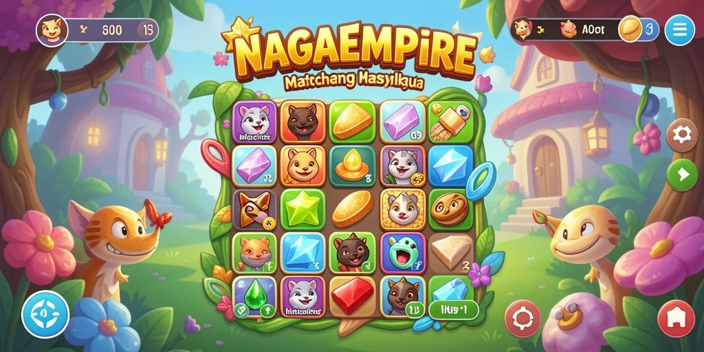 Tampilan gameplay menawan NAGAEMPIRE saat mencocokkan elemen.