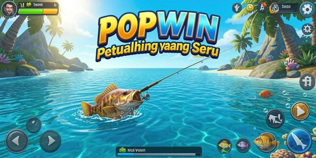 Tangkapan screenshot gameplay memancing yang seru di POPWIN.
