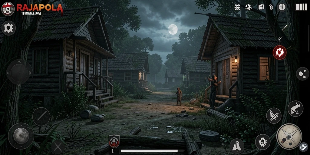 Tampilan gameplay RAJAPOLA dengan suasana horor yang mendebarkan.