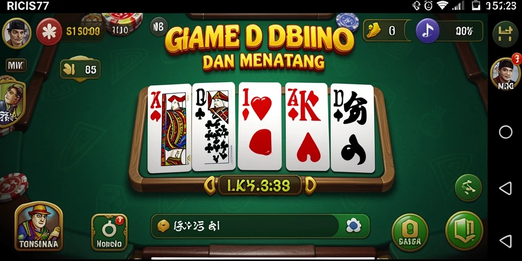 Screenshot game RICIS77 menampilkan gameplay seru Domino.