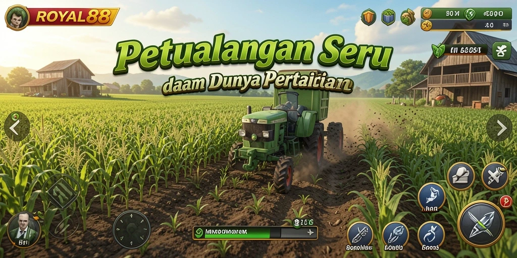Screenshot utama gameplay ROYAL88 yang menampilkan aktivitas pertanian.